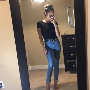 FOREVER21 Black T-shirt bodysuit